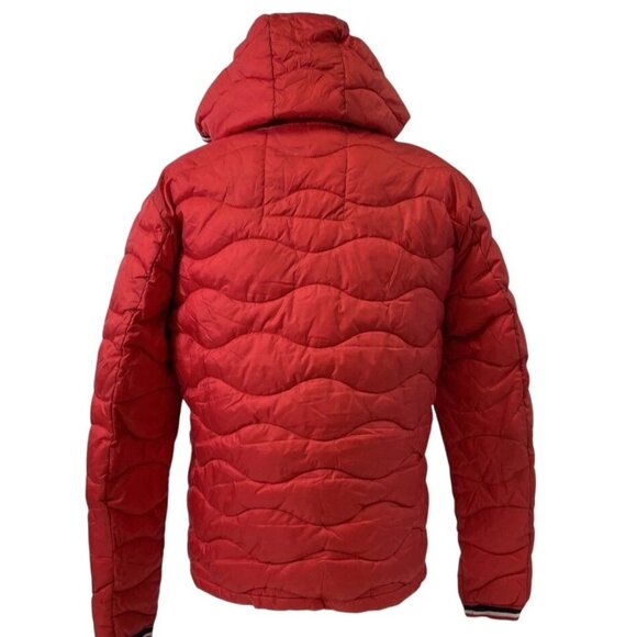 Superdry Mens Wave Quilt Red Puffer Jacket L RD10388 Fitted GUC - Picture 11 of 16